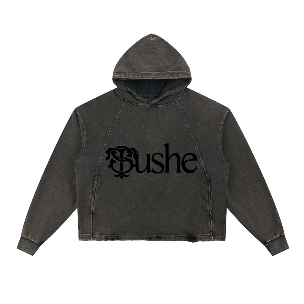 Vintage Washed Frayed-Hem Hoodie