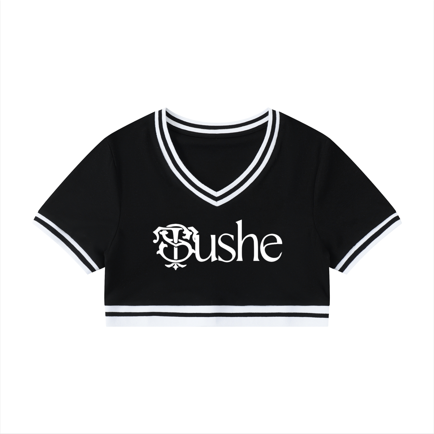 Women's Color Block V-Neck Crop T-Shirt