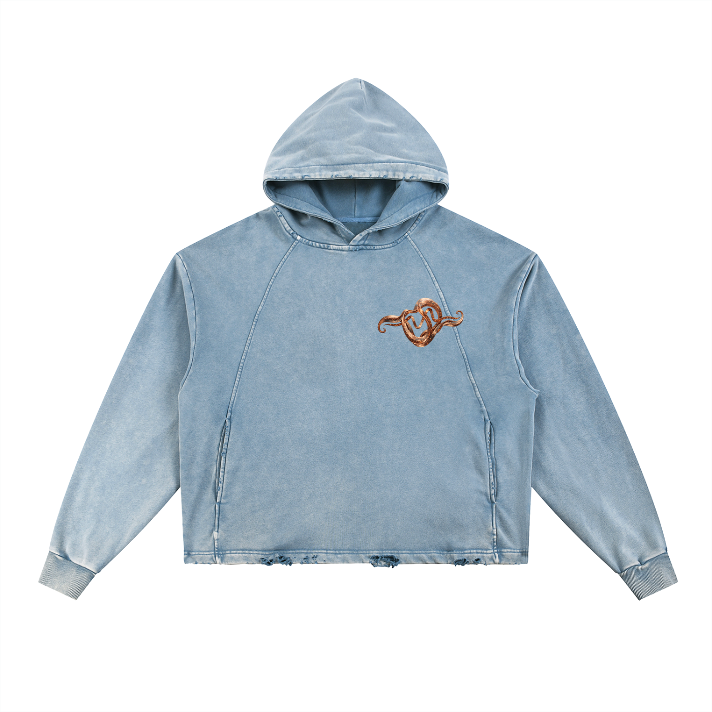 Vintage Washed Frayed-Hem Hoodie