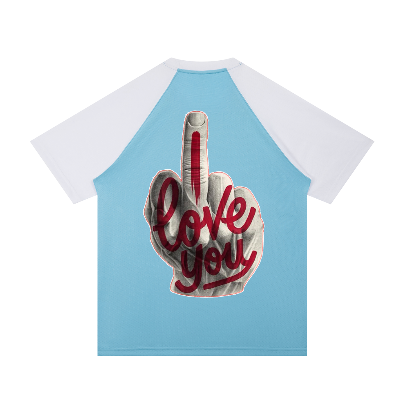 Contrast Raglan Sleeve Mesh T-Shirt