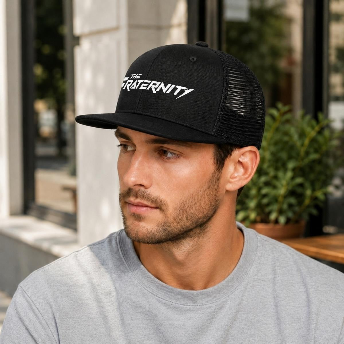The Fraternity — Crest Flat-Brim Mesh Cap