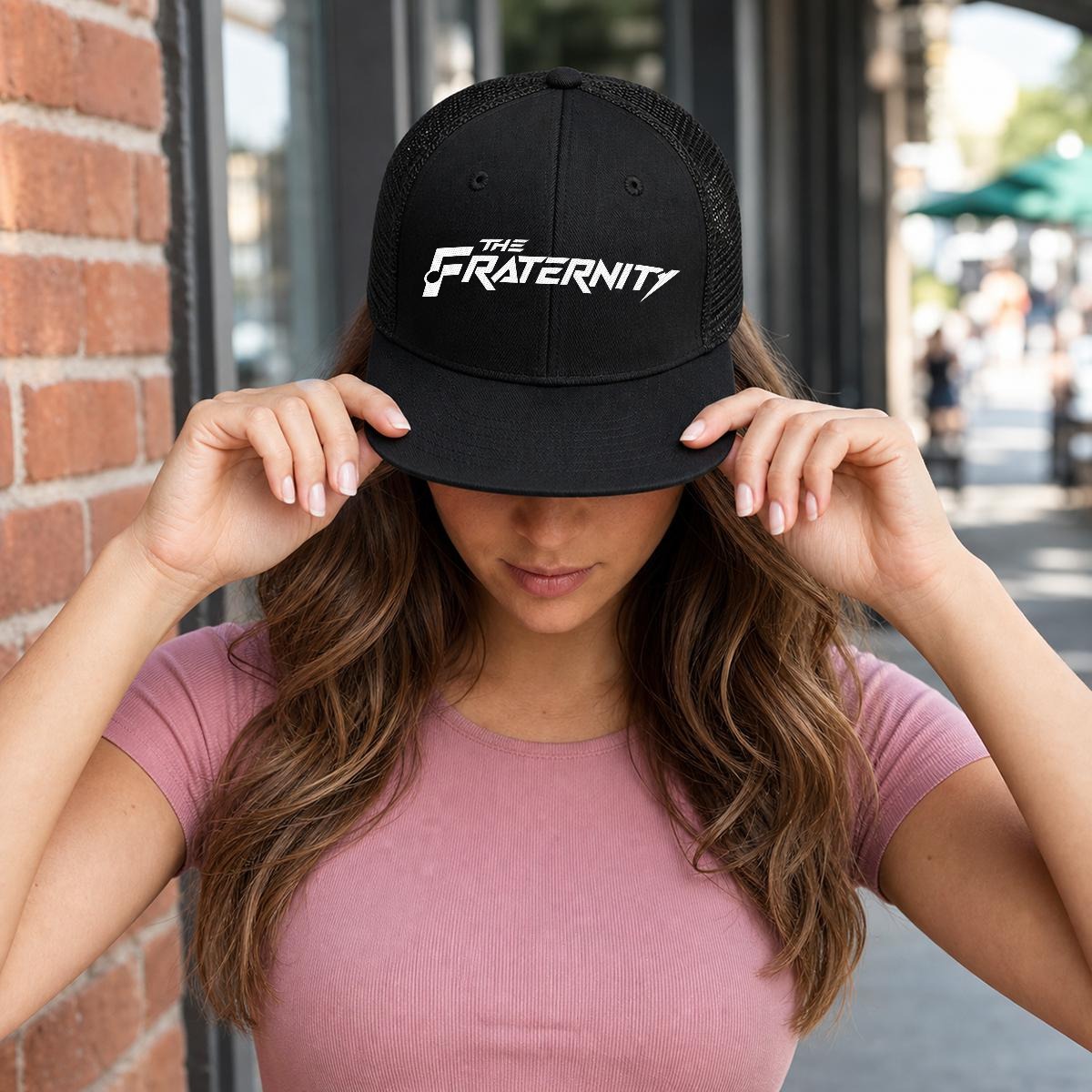 The Fraternity — Crest Flat-Brim Mesh Cap