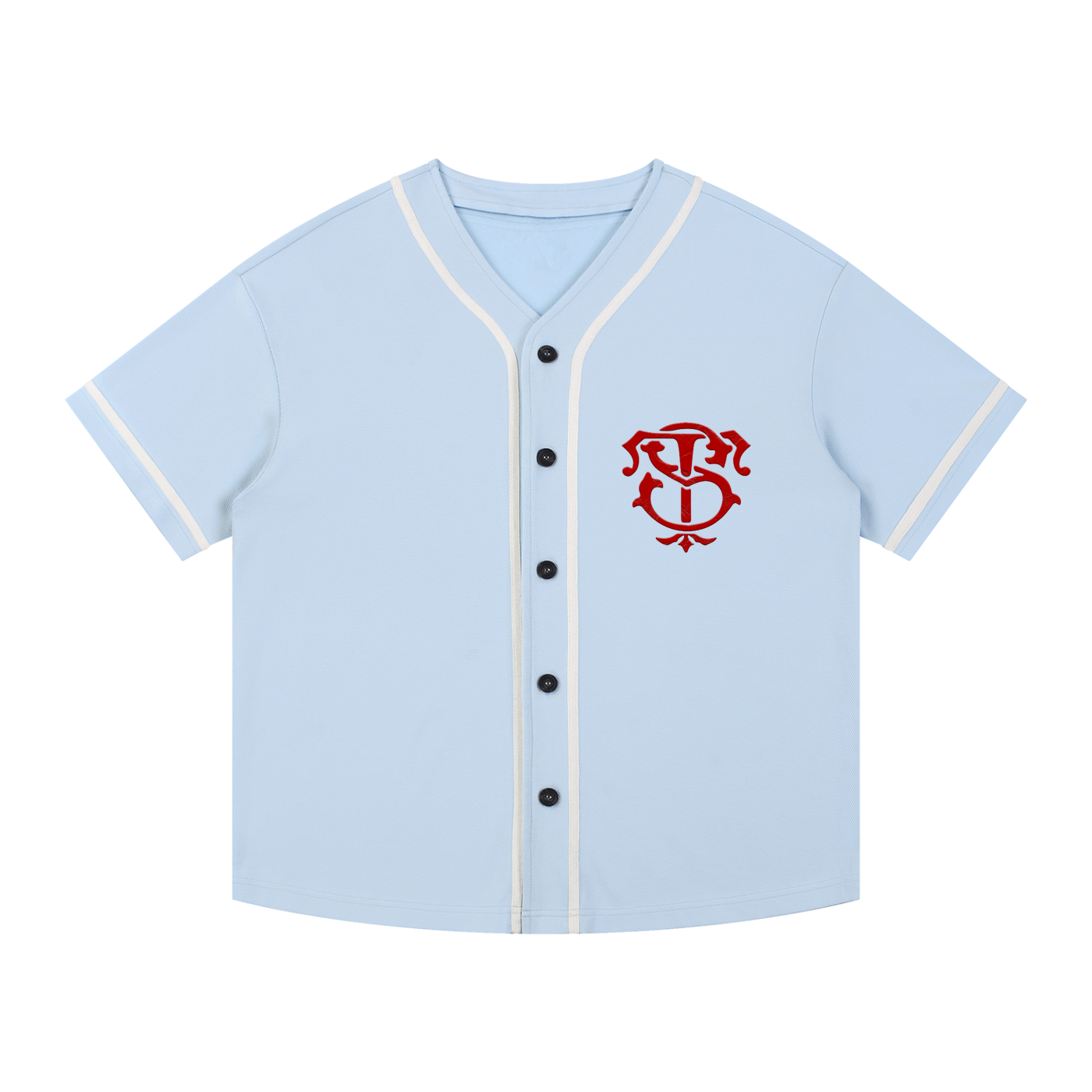 Contrast Piped Button-Up Jersey
