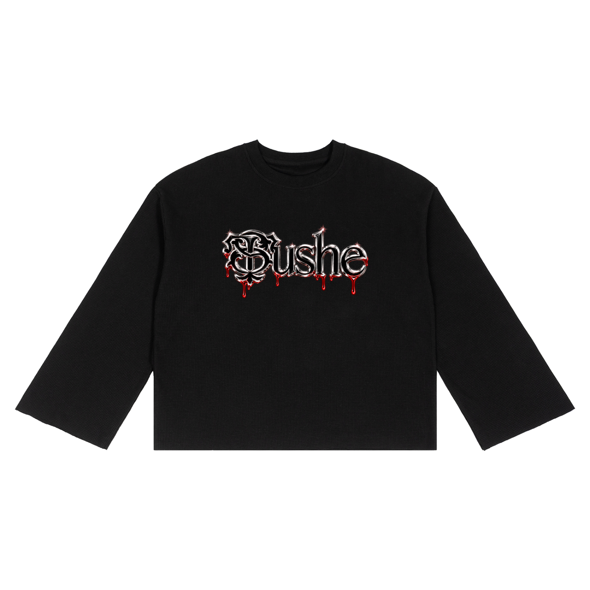 STUSH Waffle Cut Raw-Edge Long Sleeve