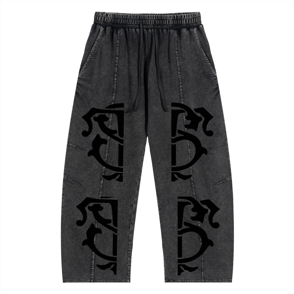 Snow Wash Drawstring Cotton Pants