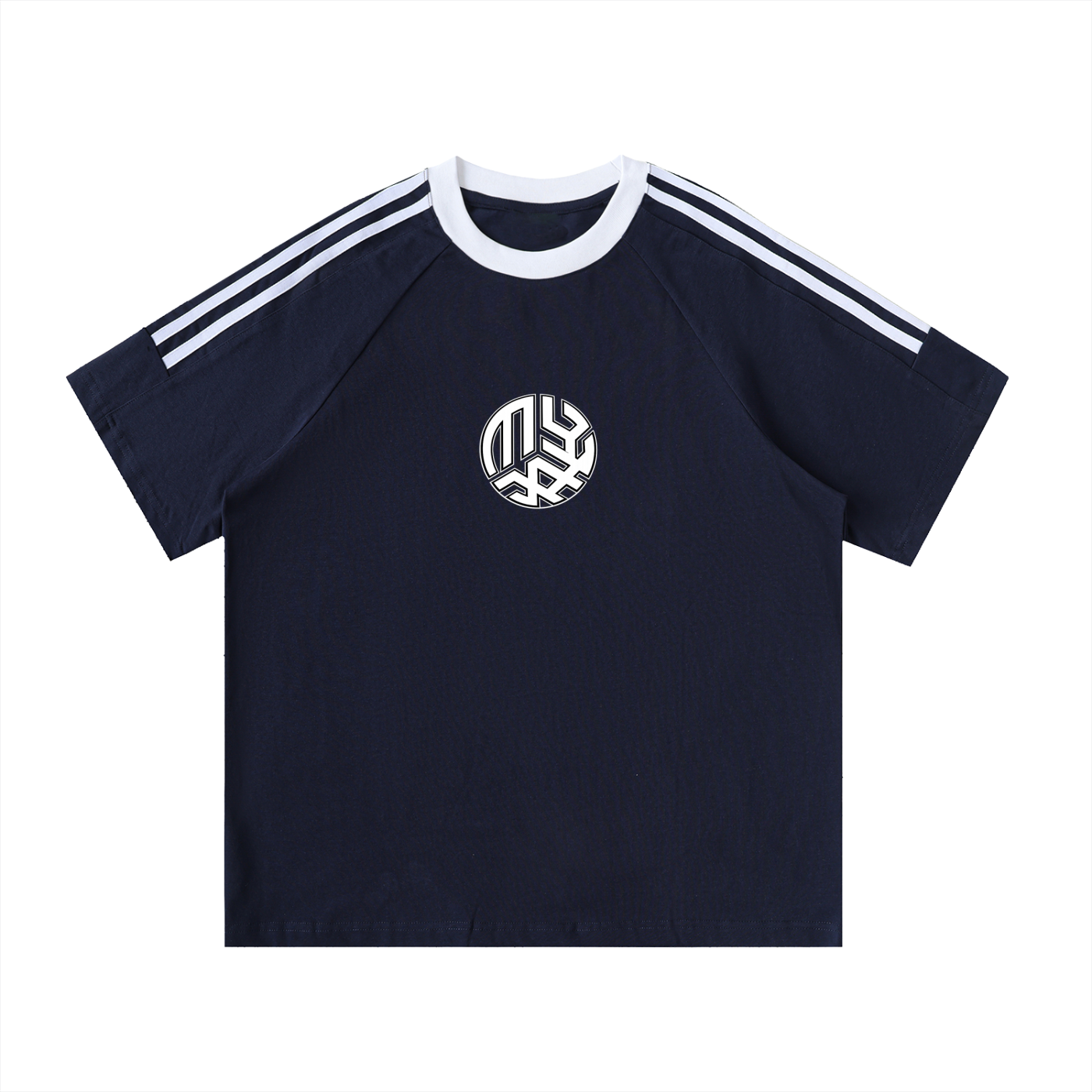 Contrast Tape Crewneck Cotton T-Shirt