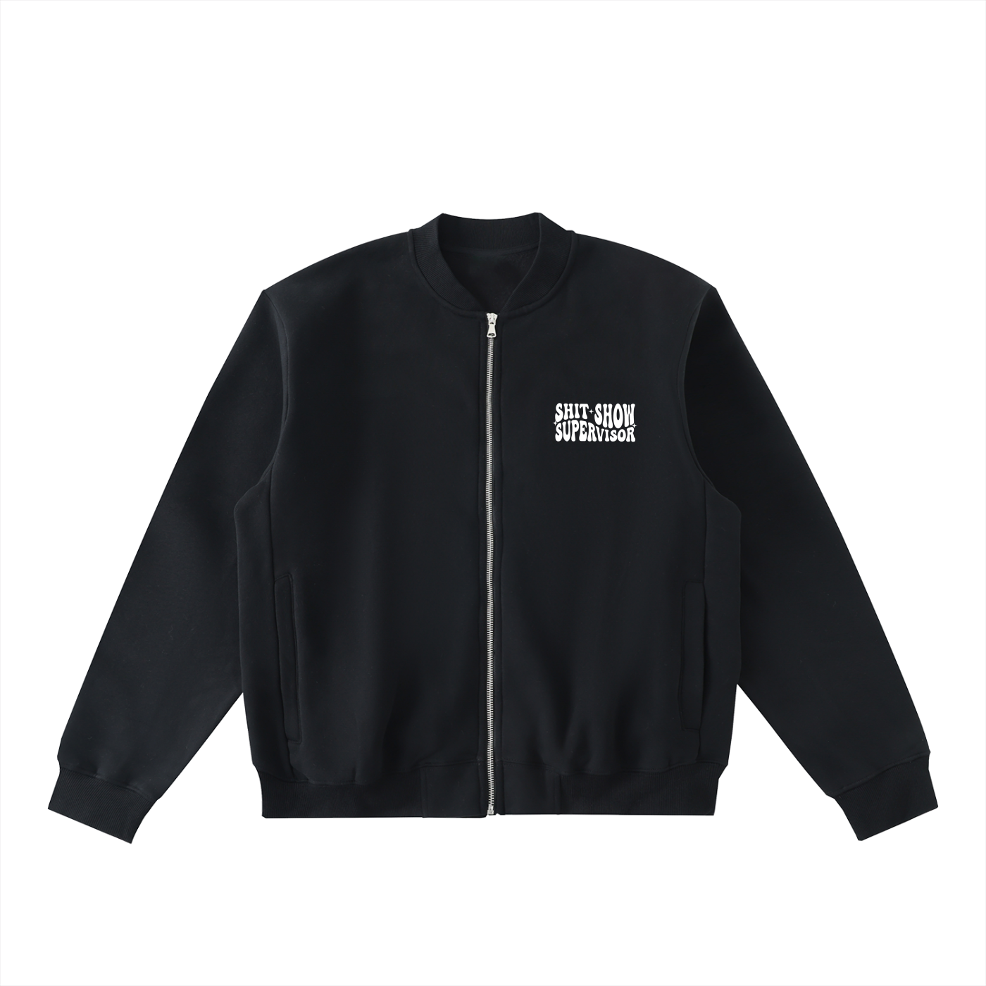 Essential Zip-Up Fleeced Varsity Jacket