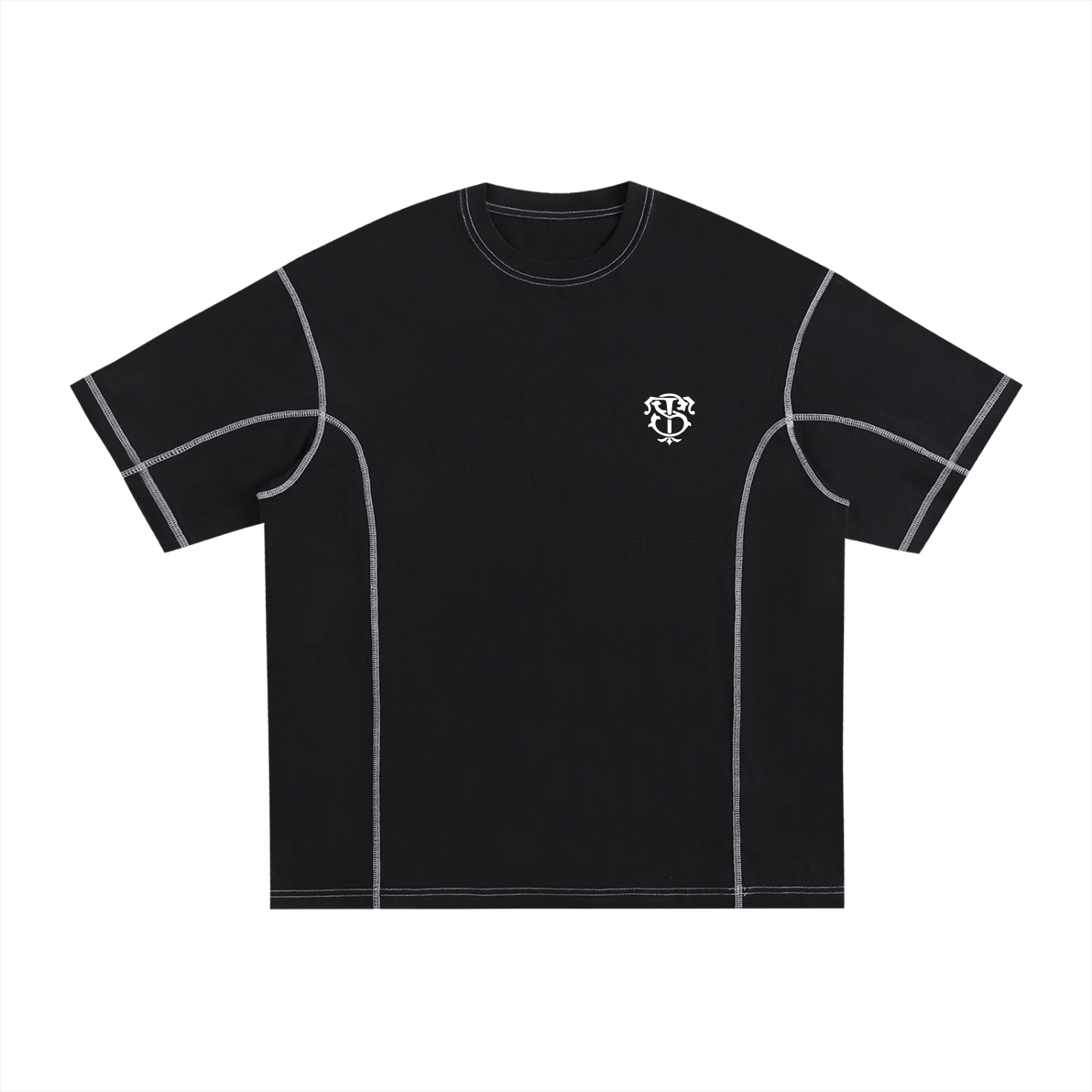 Streetwear Contrast-Stitched Cotton T-Shirt
