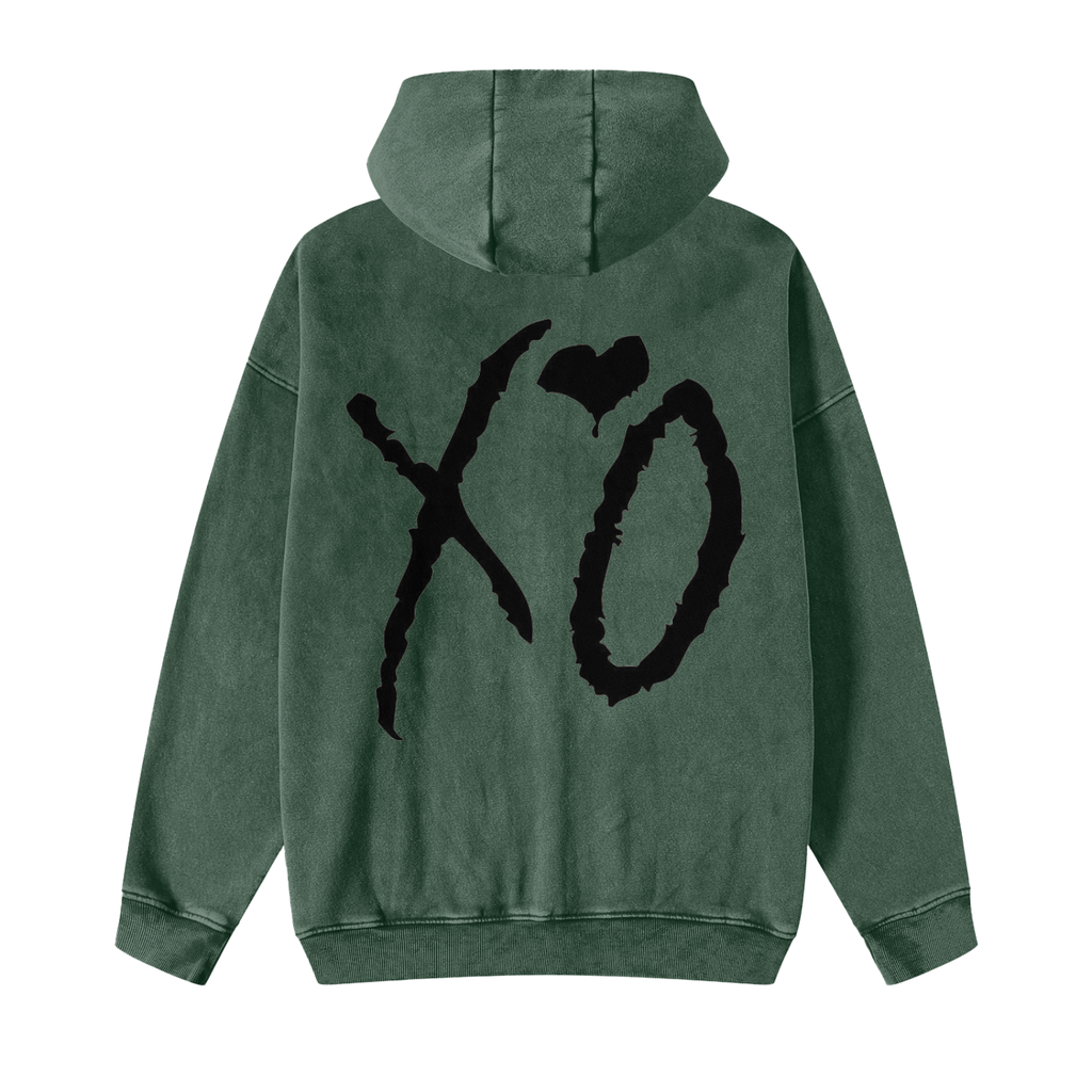 Snow Washed Zip-Through Fleece Hoodie