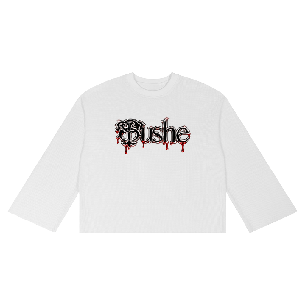 STUSH Waffle Cut Raw-Edge Long Sleeve