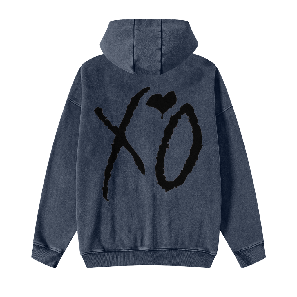 Snow Washed Zip-Through Fleece Hoodie