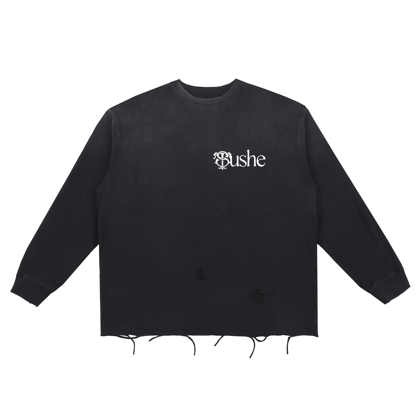 Snow Wash Raw Edge Cotton T-Shirt