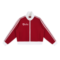 Contrast Side Stripe Fleece Cropped Track Jacket