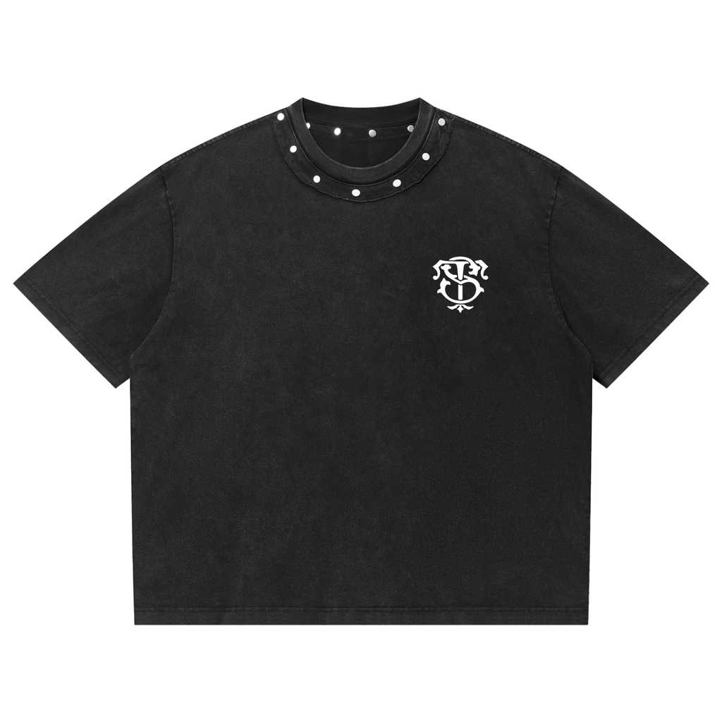 Unisex Washed Boxy Studded T-Shirt