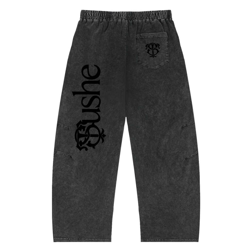 Snow Wash Drawstring Cotton Pants