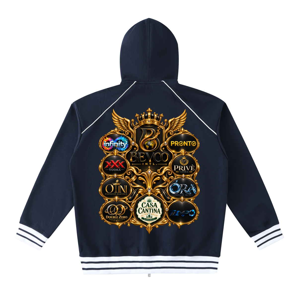 BEVCO INTL — Portfolio Crest Stripe Zip Hoodie