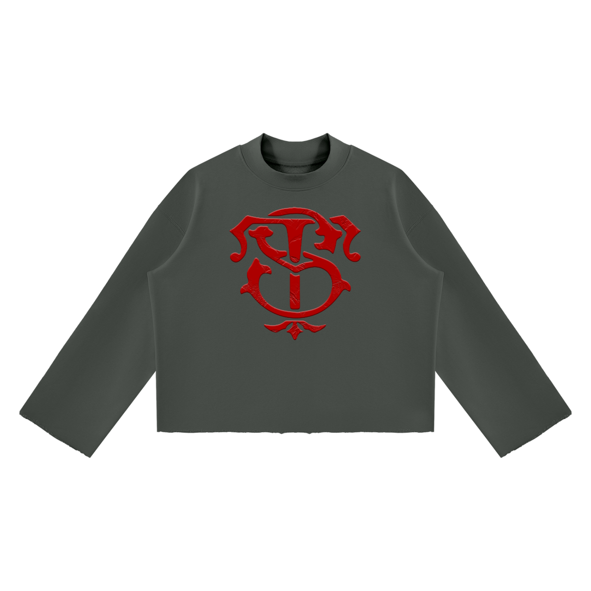 STUSH High Collar Raw-Edge Crew