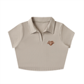 V-Neck Lapel Crop Top