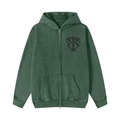 Snow Washed Zip-Through Fleece Hoodie