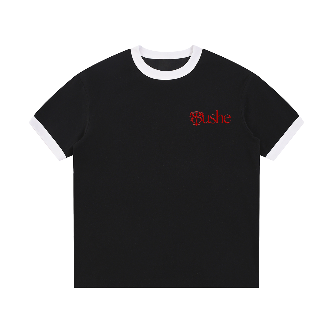 Contrast Edge Ribbed Crewneck T-Shirt