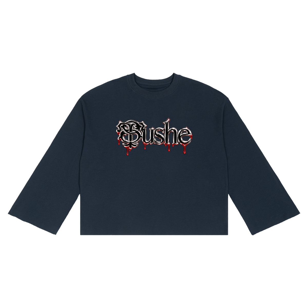STUSH Waffle Cut Raw-Edge Long Sleeve