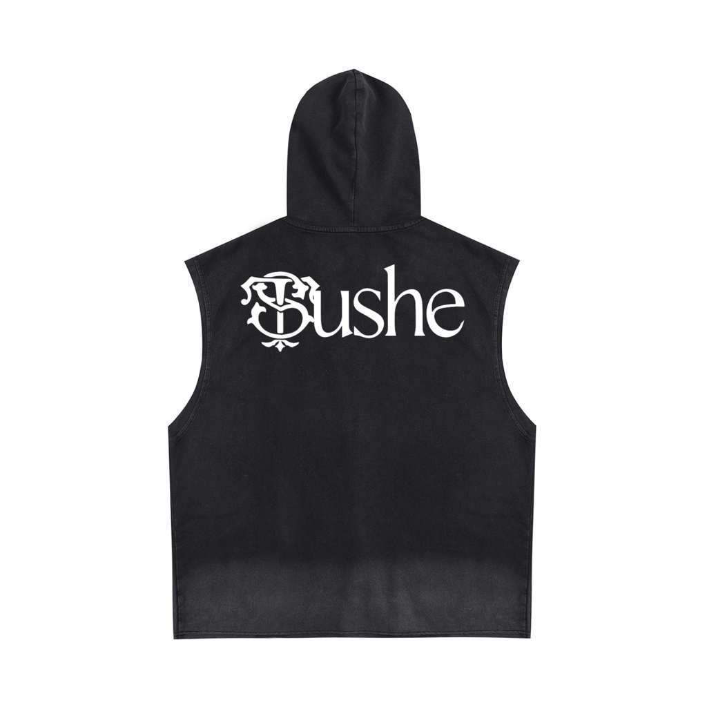 Vintage Washed Zip-Up Hooded Tank Top