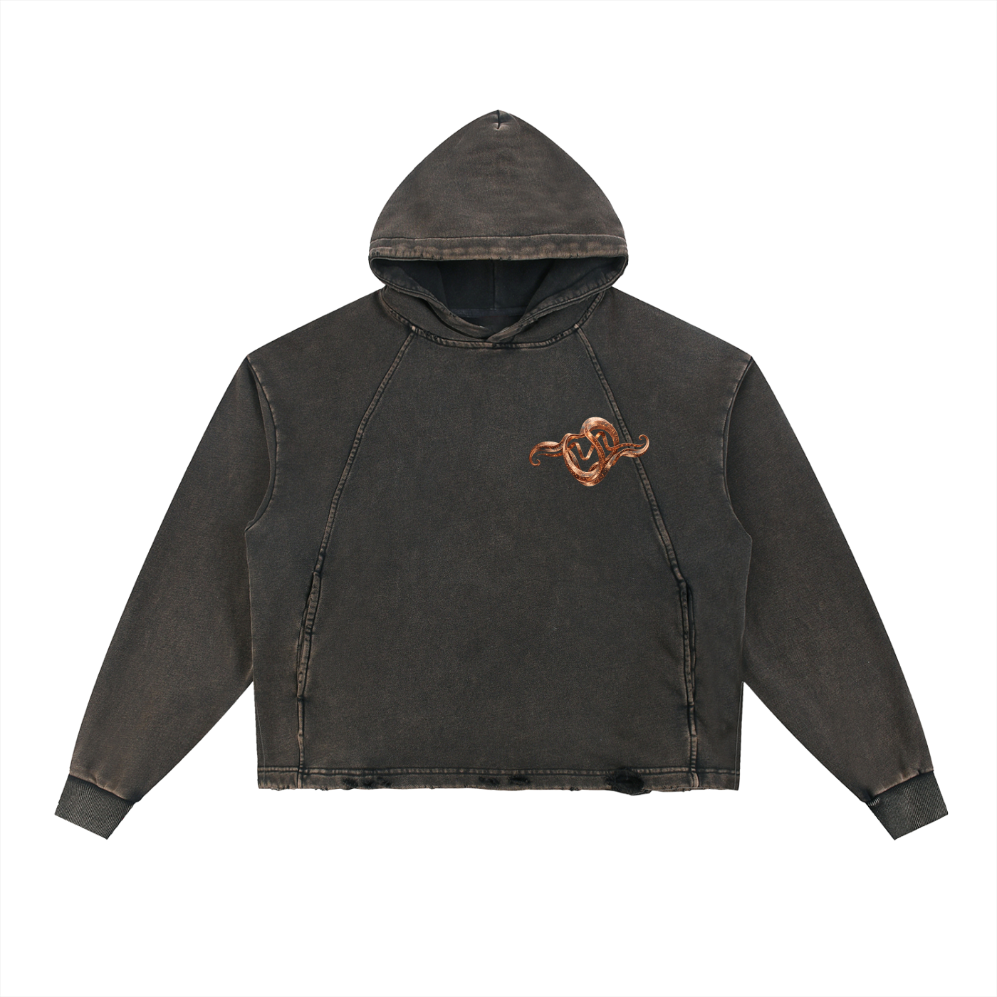 Vintage Washed Frayed-Hem Hoodie