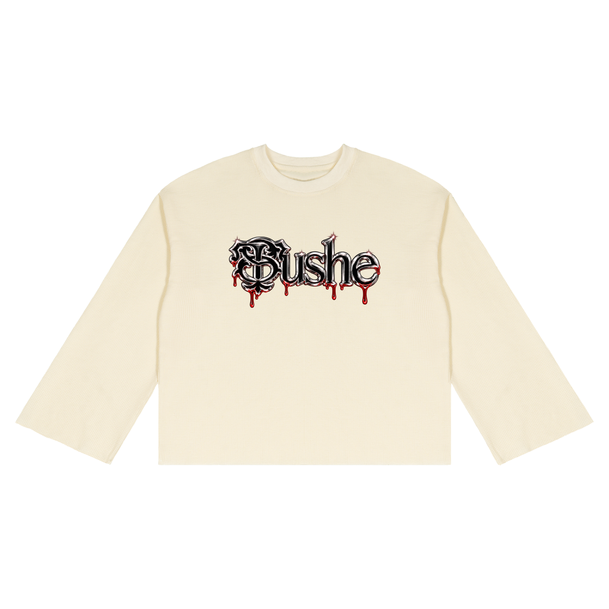 STUSH Waffle Cut Raw-Edge Long Sleeve