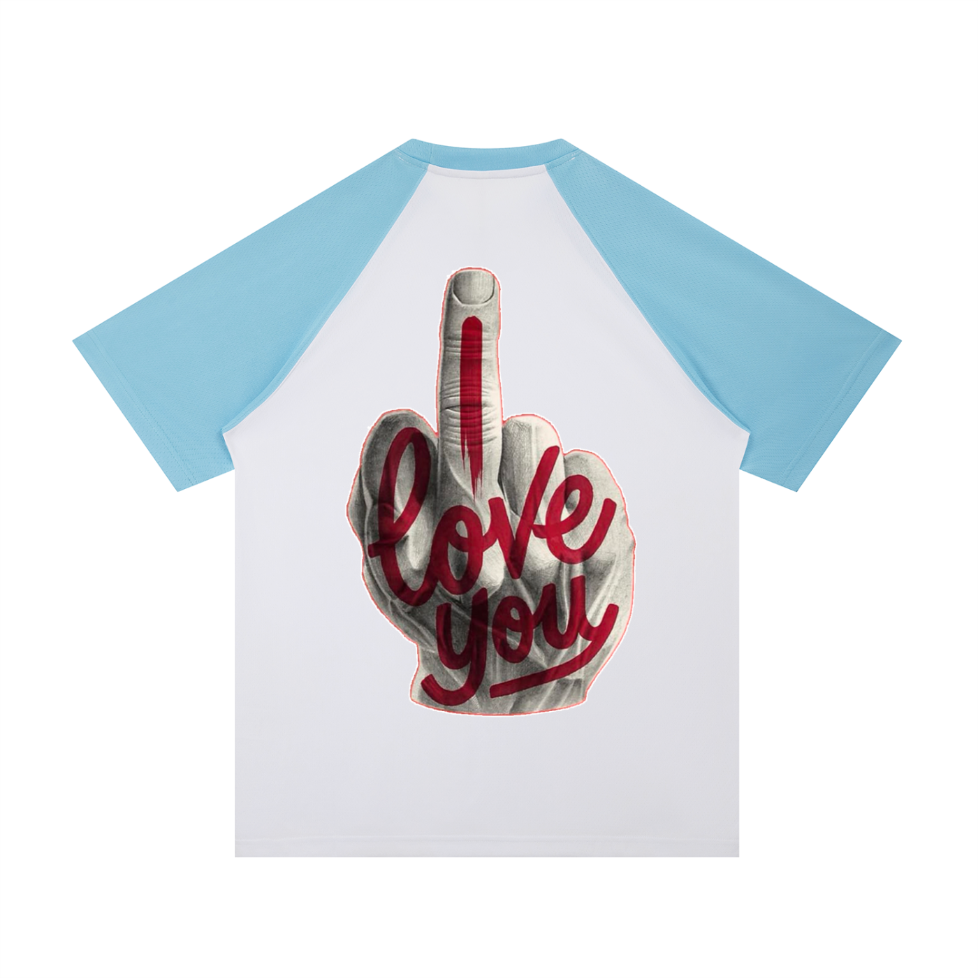 Contrast Raglan Sleeve Mesh T-Shirt