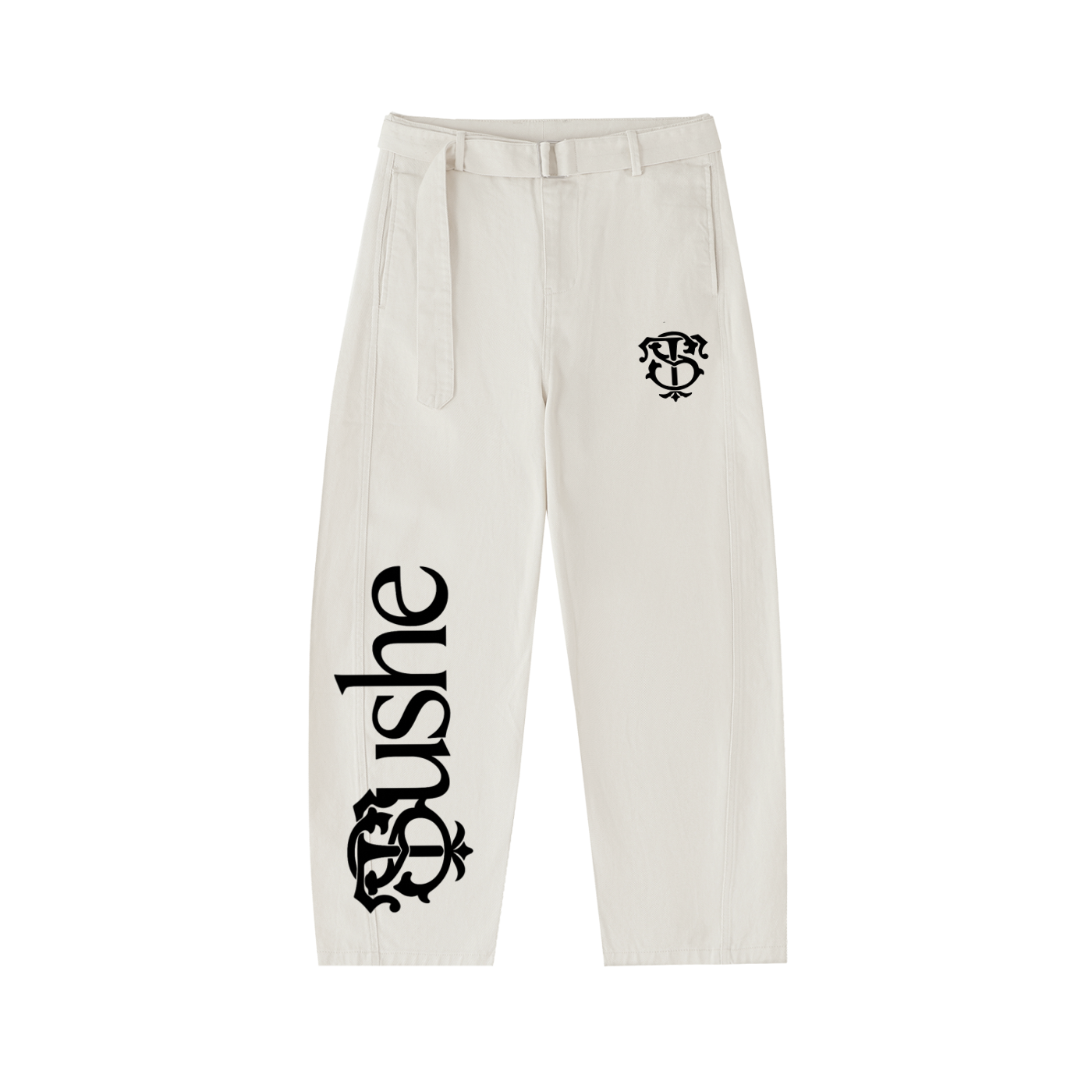 Belted Barrel-leg Chino Pants