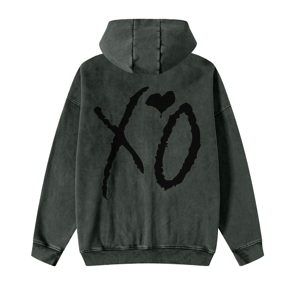 Snow Washed Zip-Through Fleece Hoodie